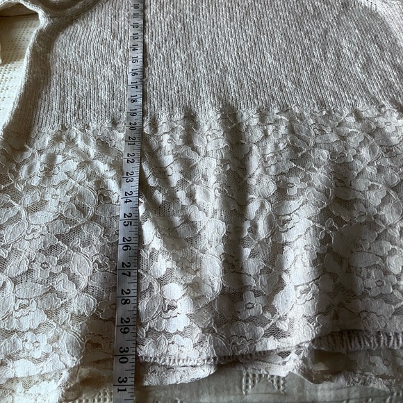 STYLE & Co. Cream Knot Tunic Sweater with Metallic Threading and Lace Size 2X - Picture 8 of 9